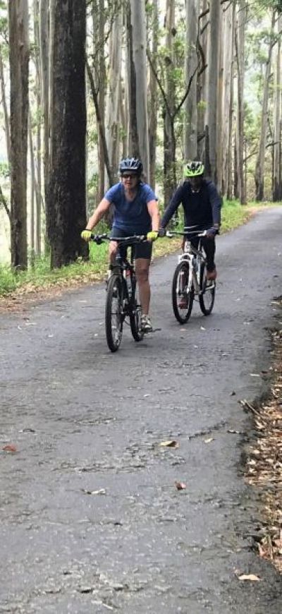 Barbara Shane Cycling on the  tour with redspokes
